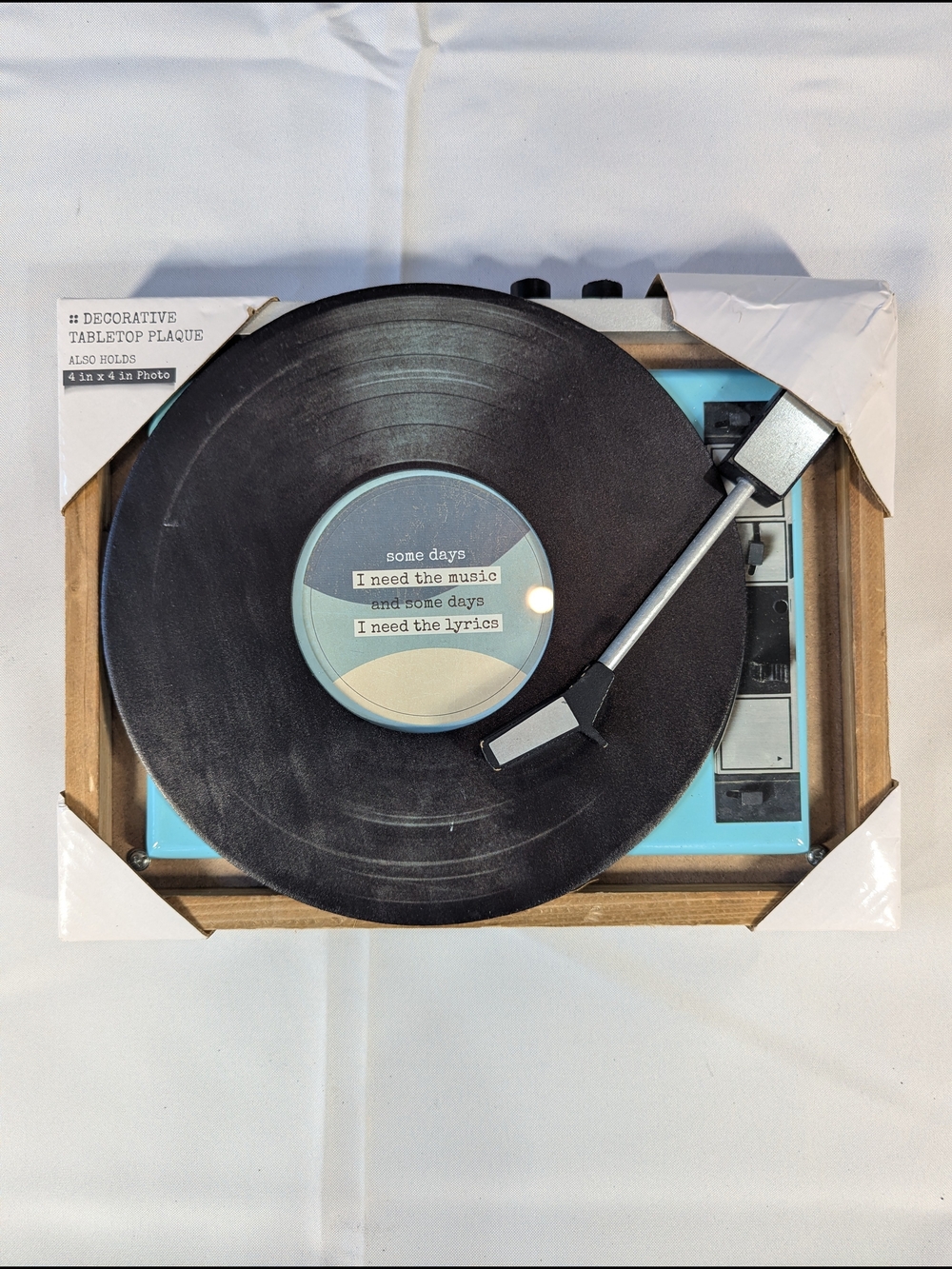 Decorative Vinyl Record Tabletop Photo Frame - Blue/Black